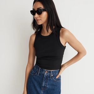 Madewell, NWT, Supima® Rib Crop Tank,Black, XXS